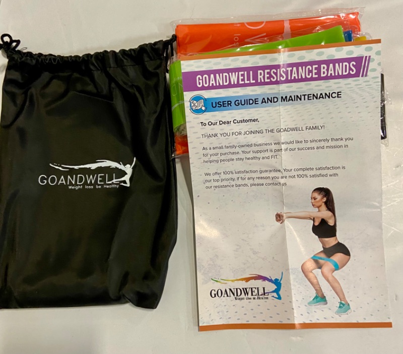 Photo 1 of GoandWell  Resistance Loop Exercise Bands with Instruction Guide and Carry Bag, Set of 6