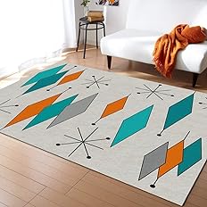 Photo 1 of Europen Modern Mid Century Area Rug, Retro Geometry Prismatic Rugs Floor Carpet, Indoor Non-Slip Rug for Room Sofa Living Room Mat Bedroom Home Decor Floor Mats 2ftx3ft