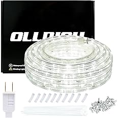Photo 1 of 50ft Rope Lights Outdoor Waterproof,Daylight White LED Rope Lighting Indoor,Connectable,Plug-in 110V 6000K 360 LEDs,Flexible Light String for Patio Bedroom Camping Ceiling