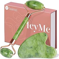 Photo 1 of BAIMEI IcyMe Gua Sha & Jade Roller Facial Tools Face Roller and Gua Sha Set for Puffiness and Redness Reducing Skin Care Routine, Self Care Gift for Men Women - Green