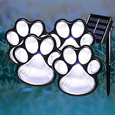 Photo 1 of ** FINAL SALE ** Paw Print Solar Outdoor Lights, Solar Lights Outdoor Waterproof Dog Paw Lights(Set of 4), Cat Puppy Animal Garden Lights Path Paw Lamp Walkway Lighting for Patio,Yard,Any Pet Lover(Solar White paw) ** SOLD AS IS **