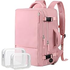 Photo 1 of Hanples Extra Large Travel Backpack for Women as Person Item Flight Approved, 40L Carry On Backpack, 17 Inch Laptop Waterproof Hiking Casual Bag Backpack(Pink)