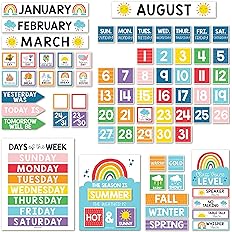 Photo 1 of Hadley Designs Colorful Classroom Calendar Set Bulletin Board Sets For Teachers - Bulletin Board Calendar For Classroom, School Calendar, Calendar Bulletin Board Set For Classroom Decoration