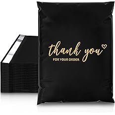 Photo 1 of JinRuiKJ Thank You Poly Mailer 10x13 Inch 100 PCS, Shipping Bags for Clothing, Packaging Bags for Small Business, Strong Adhensive, Waterproof and Tear-Resistant Mailing Envelopes, Black