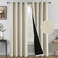 Photo 1 of H.VERSAILTEX 100% Blackout Curtains for Bedroom Faux Linen Living Room Curtains Thermal Black Out Curtains 84 Inch Long Windows Curtains Drapes 2 Panel Sets Grommet Curtains Heather Sand, W40x84in