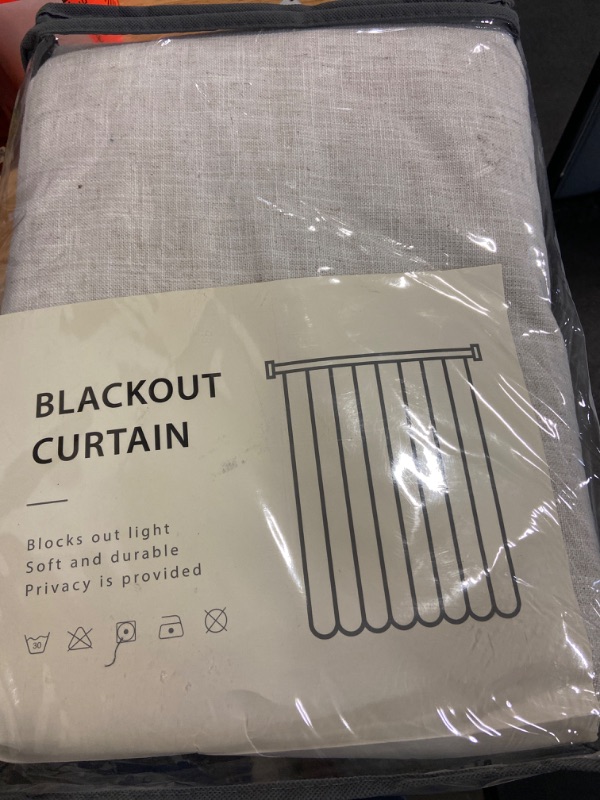 Photo 2 of H.VERSAILTEX 100% Blackout Curtains for Bedroom Faux Linen Living Room Curtains Thermal Black Out Curtains 84 Inch Long Windows Curtains Drapes 2 Panel Sets Grommet Curtains Heather Sand, W40x84in