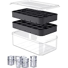 Photo 1 of Ice Cube Tray with Lid and Bin, ROTTAY Ice Trays for Freezer, Easy-release 48 Small Nugget Silicone Ice maker with Ice Bucket, Ice Cube Storage Container Set for Chilled Drink and Smoothie, Black