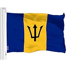 Photo 1 of G128 Barbados Barbadian Flag | 3x5 Ft | LiteWeave Pro Series Printed 150D Polyester | Country Flag, Indoor/Outdoor, Vibrant Colors, Brass Grommets, Thicker and More Durable Than 100D 75D Polyester