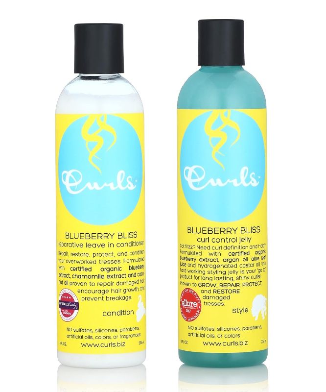 Photo 1 of Blueberry Bliss Curl Control Jelly & Reparative Leave In Conditioner 12oz Each Helps Form & Repair All Types Of Curls