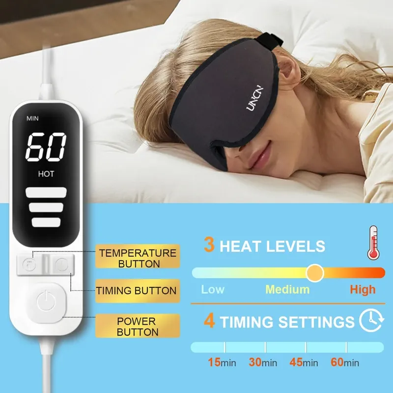 Photo 3 of Electric Heated Eye Mask for Dry Eyes, Relieving Some Eye Problems, Such as Blepharitis, Puffy & Dry Eyes, Dark Circles, & More, 3 heat levels and 4 timer settings(15, 30, 45, 60mins), Washable Cover 