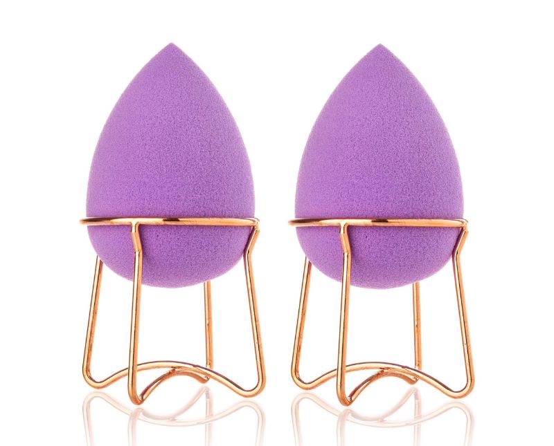 Photo 1 of 2 Pack Purple Lets Make You Glow Beauty Blender With Rose God Stand – Non Latex Sponge For Seamless Blend New