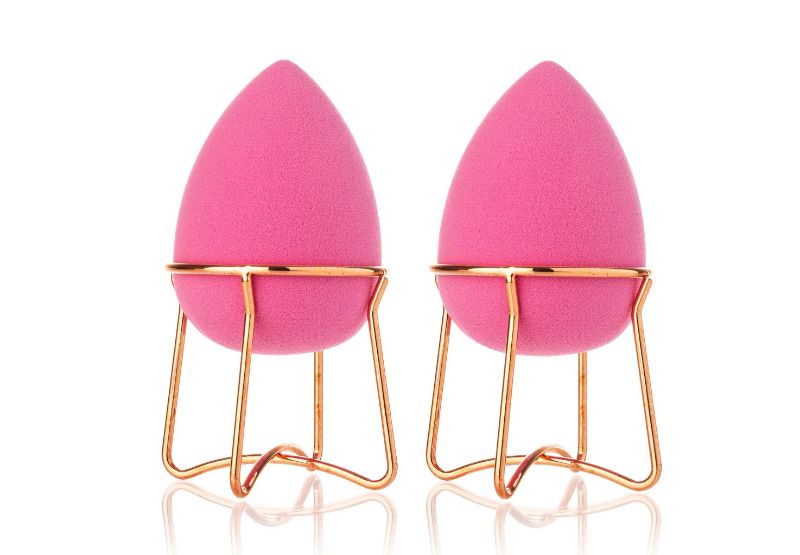 Photo 1 of 2 Pack Pink Lets Make You Glow Beauty Blender With Rose God Stand – Non Latex Sponge For Seamless Blend New