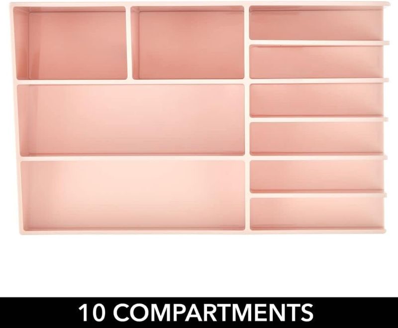 Photo 2 of 2 Pack mDesign Plastic Cosmetic Organizer Palette Storage Center with 10 Sections for Bathroom Vanity Countertop - Hold Makeup Brushes, Lipstick, Lip Gloss, Concealers, Mascara, Eye Pencils - Pink/Rose Gold