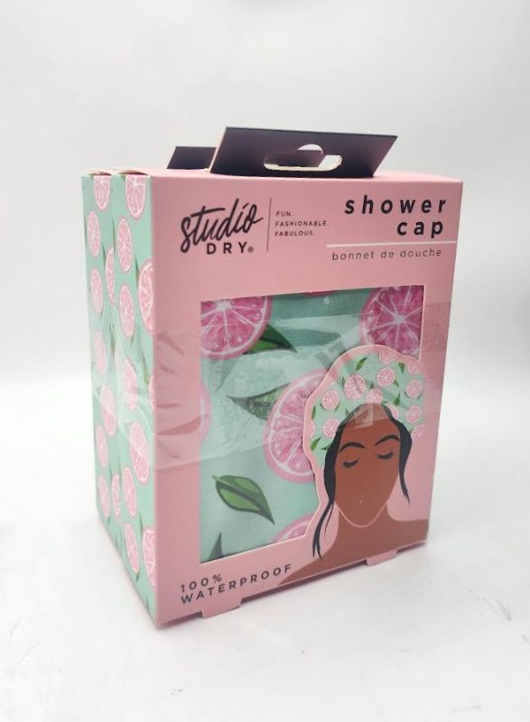 Photo 1 of 2 Pack Studio Dry Grapefruit Style Shower Caps 100% Waterproof Double Layered Durable New