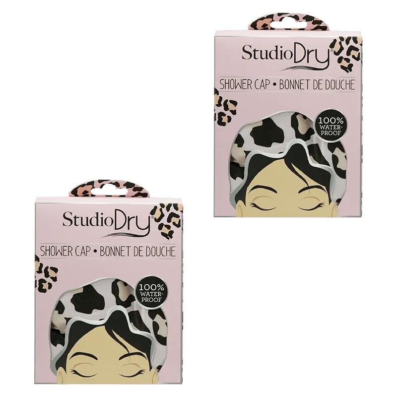 Photo 1 of 2Pk Leopard Print Shower Cap Washing your hair everyday strips it of natural essential oils and can leave your strands feeling dry and brittle Use this shower cap to combat this hair drama