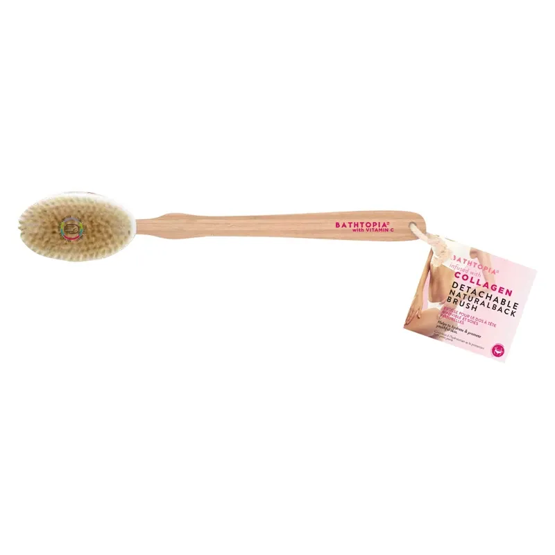 Photo 2 of Bathtopia Detachable Collagen Infused Natural Back Brush 2.75" x 1.5" x 16.5" New