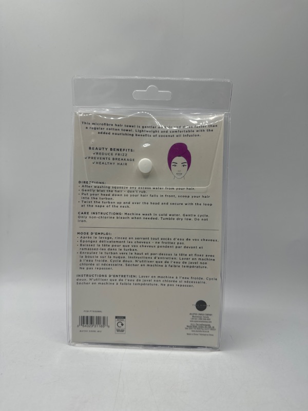 Photo 4 of 2 Pack Full Circle Beauty Coconut Oil Hair Turban Purple New