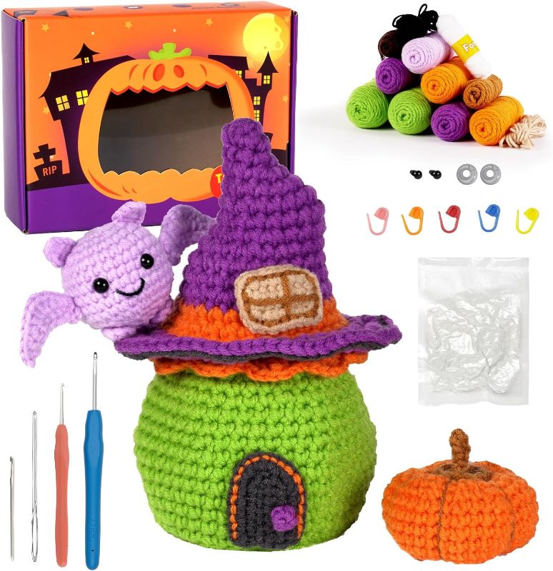 Photo 1 of Wu Tong Jia Crochet Kit for Beginners Halloween Crochet Starter Kit with Step-by-Step Video Includes Instructions | Best Gifts for Halloween Décor - Crochet Kit, Crochet Kit for Beginners Adults
