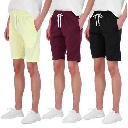 Photo 1 of Real Essentials 3 Pack: Womens Cotton French Terry 9 Bermuda Short Pockets-Casual Lounge Athletic 3X