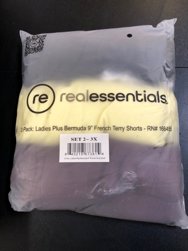 Photo 2 of Real Essentials 3 Pack: Womens Cotton French Terry 9 Bermuda Short Pockets-Casual Lounge Athletic 3X