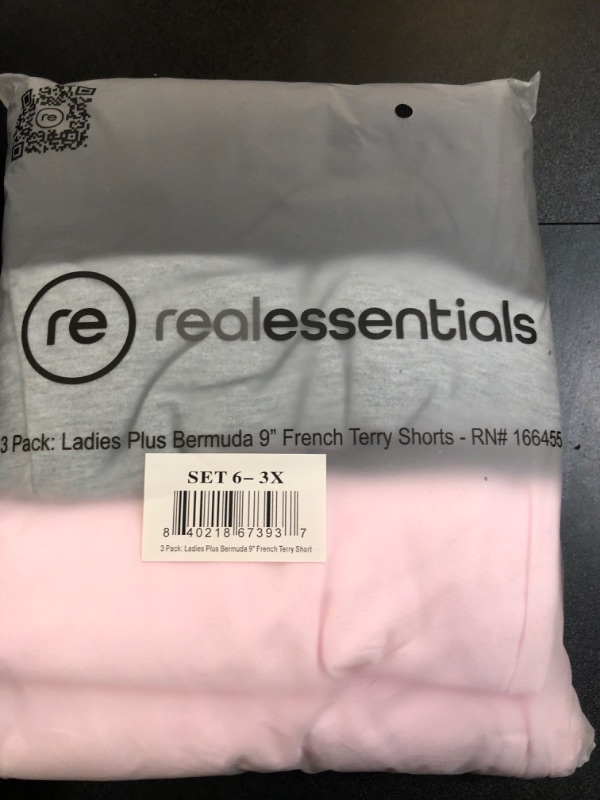 Photo 2 of Real Essentials 3 Pack: Womens Cotton French Terry 9 Bermuda Short Pockets-Casual Lounge Athletic 3X