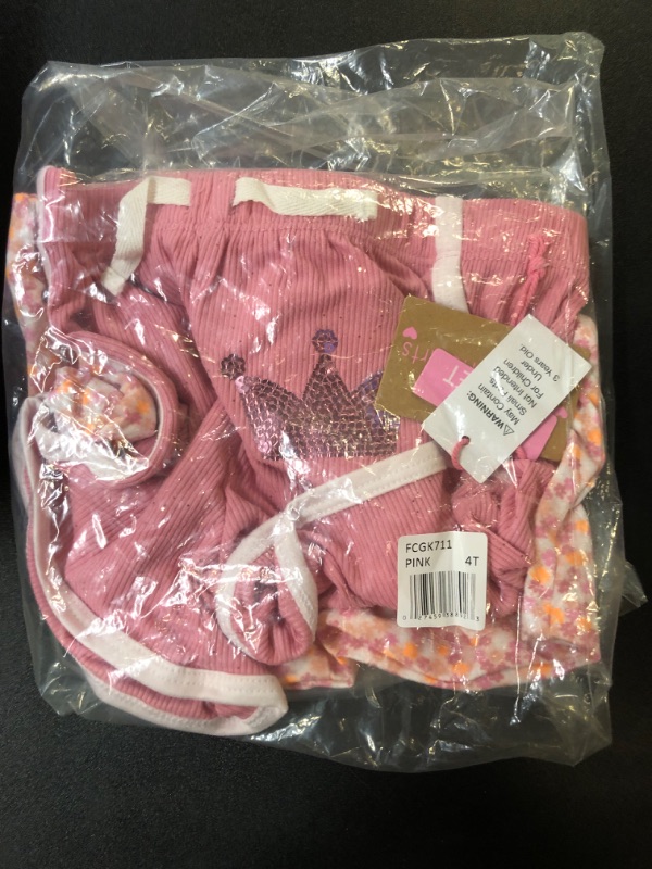 Photo 2 of Young Hearts Girls’ 2 Pack Shorts for Toddler, Little and Big Kids – Yellow/Grey Green/White or Pink 4T Pink