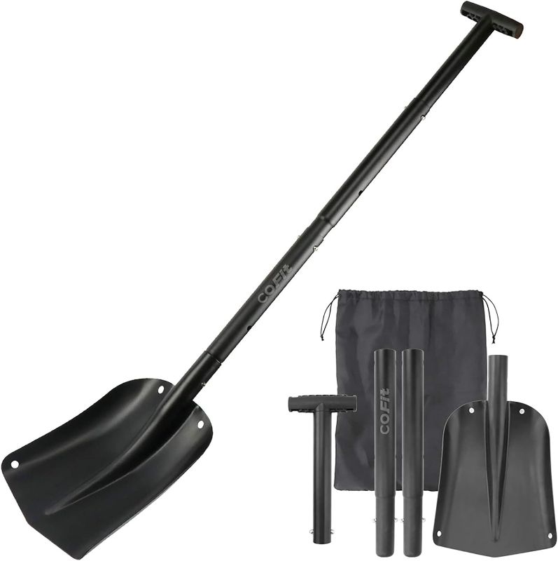 Photo 1 of COFIT 43" Retractable Snow Shovel, Aluminium Alloy Snow Sand Mud Removal Tool for Car Outdoor Camping and Garden, Detachable Four-Piece Construction, Black
