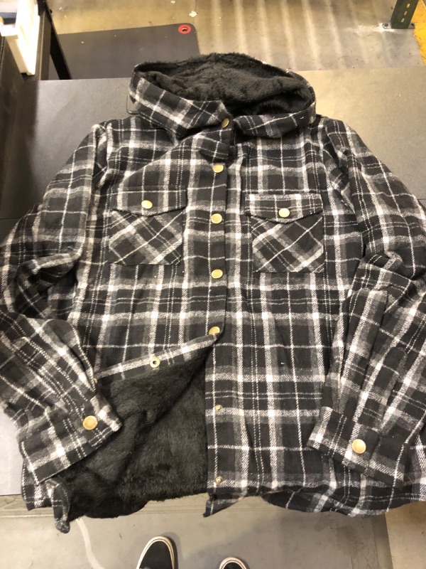 Photo 1 of Faux Fur Lined Flannel Jacket Large 
