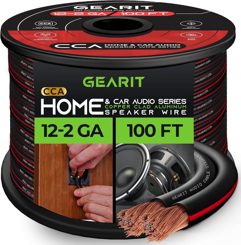Photo 1 of 12AWG Speaker Wire, GearIT Pro Series 12 AWG Gauge Speaker Wire Cable (100 Feet / 30.48 Meters) Great Use for Home Theater Speakers and Car Speakers Black
