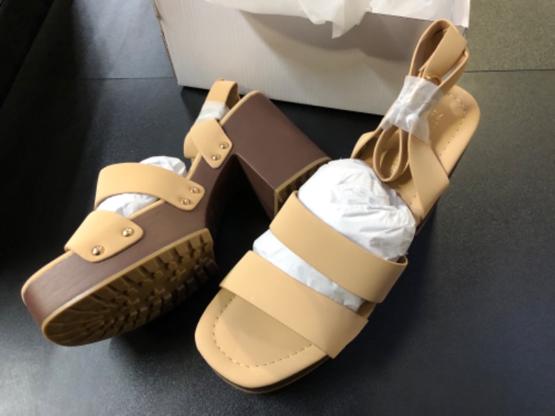 Photo 2 of DREAM PAIRS Women's Chunky Platform Ankle Multi Strappy Heels Round Open Toe Summer Sandals 7.5 Nude-nubuck