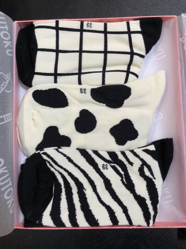 Photo 2 of Cute Socks for Women Funny Crew Socks Cotton Cute Animal Ankle Socks 3 Pairs Great Gifts for Girls One Size Zebra Black Crew Socks