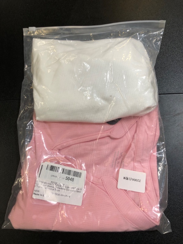Photo 2 of DOTIN Women's 2 Pack V-Neck Golf Polo Shirts Short Sleeve Collarless Quick Dry Sport T-Shirts Workout Tops Medium