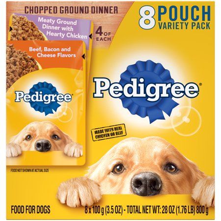 Photo 1 of Pedigree Chopped Ground Dinner Wet Dog Food Variety Pack 3.5 Oz Pouches 2/8 PACK 