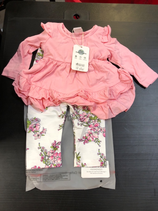 Photo 1 of 2 PC BABY GIRL SWEET FLORAL RUFFLE EDGE (3-6 MONTHS)