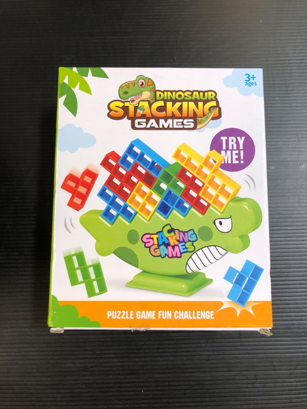 Photo 2 of Carlerait 48PCS Dinosaur Tetra Tower Game Balance Stacking Block Toys, Stack Attack Game Team Tower, 2 Players, Family Game Night, Party, Travel, Team Building Blocks Board Games for Kids Dino-48PCS