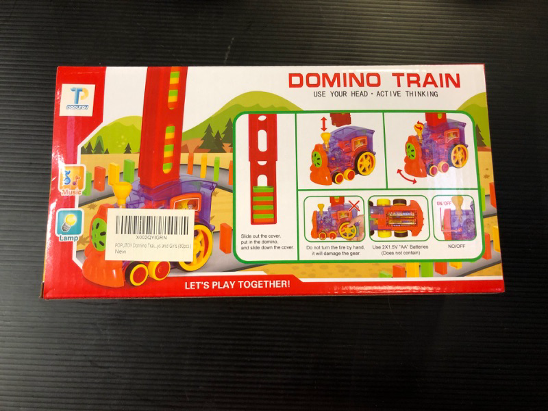 Photo 2 of POPUTOY Domino Train, Automatic Domino Blocks Building Set Plastic Kids Children Creative Toy Game Educational Play for 3-12 Year Old Boys and Girls (80pcs)
