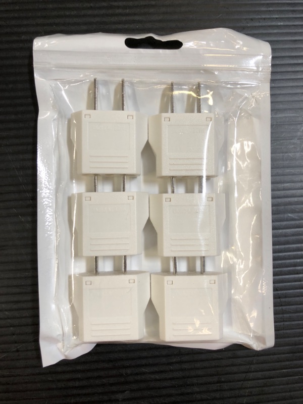 Photo 1 of 6 Pack USA Plug Adapters, AC Power Plug Converter from USA Plug to European Socket, Socket Conversion Adapters for AU, US, EU, IT, E/F Countries plug-US-White