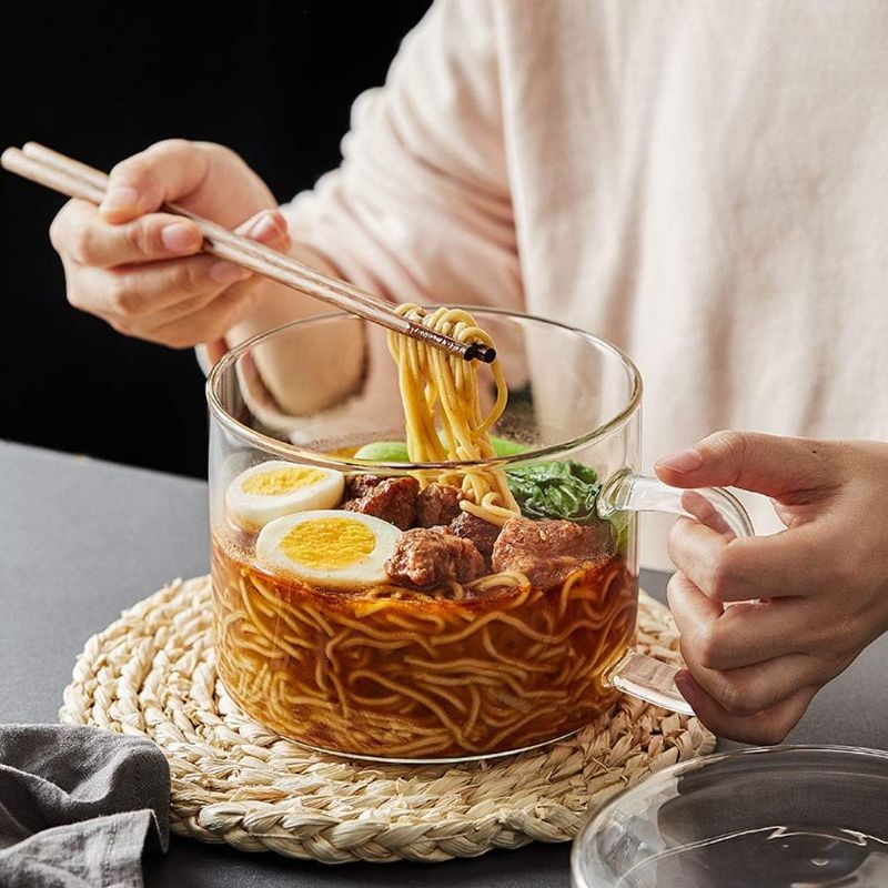 Photo 1 of Household Heat-resistant High Borosilicate Glass Instant Noodle Bowl With Cover,Soup Bowl Rice Bowl For Dorm Room,Can Microwave Use Kitchen supplies
