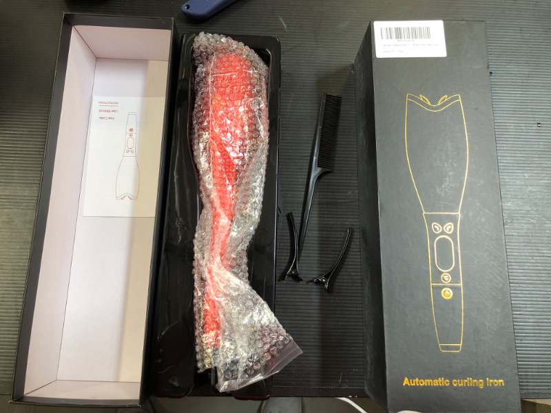 Photo 1 of Automatic Hair Curler?Curling Wand,Hair curlers with 7 Temp & Timer & Dual Voltage, 1.25" Large Barrel Curling Iron Fast Heating, Auto Shut-Off Spin Iron for Lasting Styling 1 inch Red