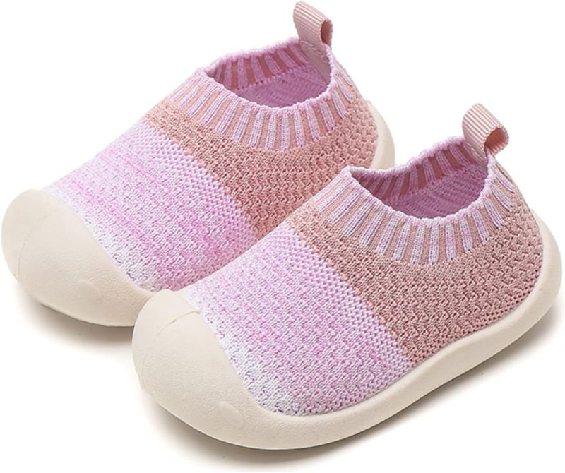 Photo 1 of BAOFENGYU Baby Shoes, Boys Girls Breathable Sock Shoes Infant Rubber Sole Shoes Cotton Slip-On First Walking Shoes for Kids Indoor Outdoor Unisex 9-24 Months Toddler
