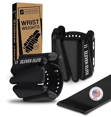 Photo 1 of Wrist Weights11 ELEVEN ELITE Wrist Weights - (Set of 2) Adjustable Ankle Weights for Women & Men - 2 Pounds Leg Weights - Arm Weights - Direct Muscle Building & Fat Burning - Exercise Belt (Black)
