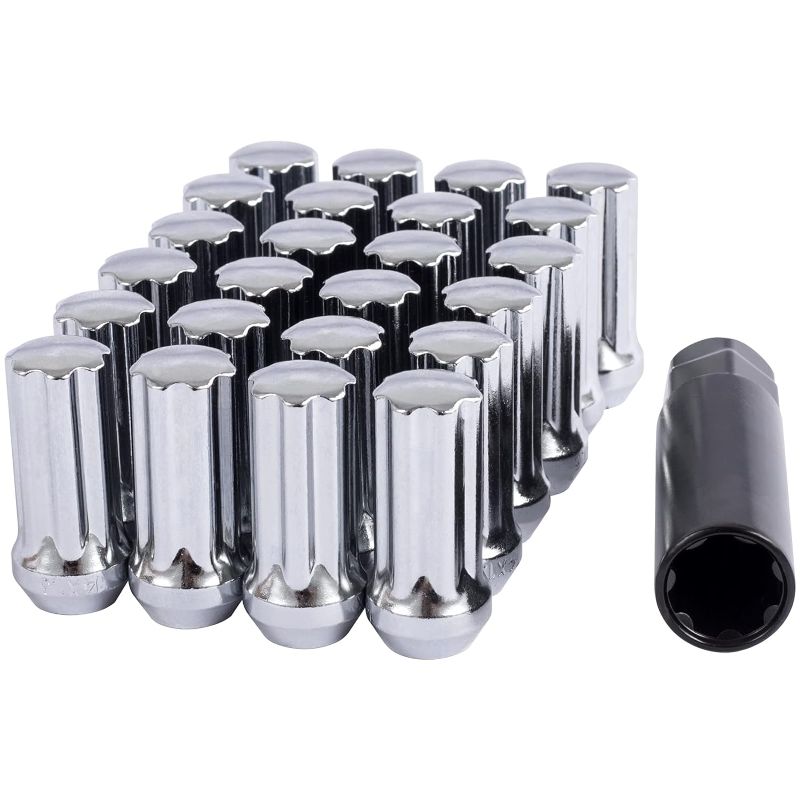 Photo 1 of DCVAMOUS 20 PC 9/16"-18 Lug Nuts Chrome 7-Spline Compatible with Dodge Aftermarket Wheels - 9/16 Extended Lugnuts 2" Tall Cone Seat with Key for 2002-2010 RAM1500 | 2005-2011 Dakota |2004-2009 Durango
