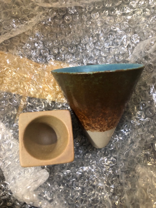 Photo 1 of 200mL Coffee Mug Ceramic Mug with Base Cone Funnel Shaped Retro Ceramic Mug Pottery Tea Cup Japanese Latte Unique Porcelain Coffee Cup Mother's Day Gift (Brown)

