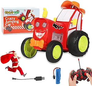 Photo 1 of Crazy Jumping Car Toy, 2023 New Remote Control Car with Headlights and Music, Fast Stunt RC Car, Double Sided RC Trucks, RC Crawler Toy Cars for Kids Gift for Boys Girls (Red)
