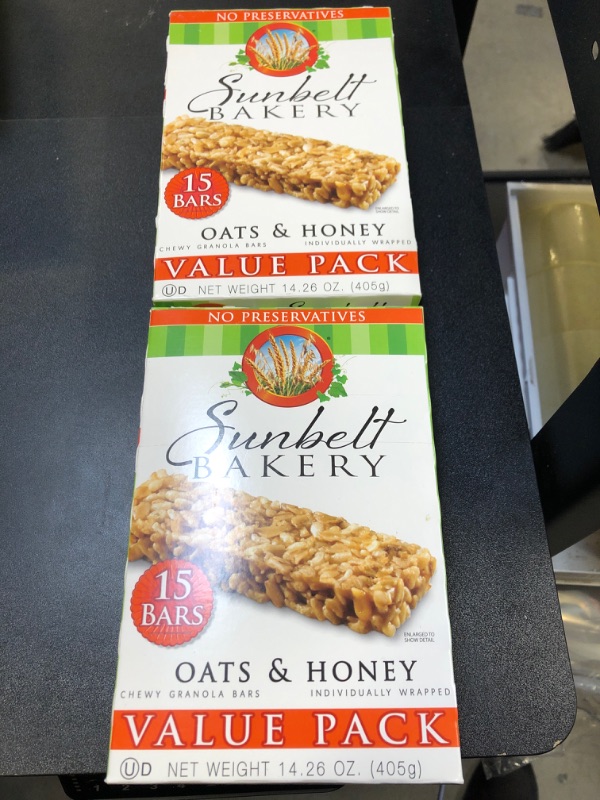 Photo 2 of Sunbelt Bakery Oats & Honey Chewy Granola Bars, Value Pack, 1.0 OZ, 15 Count (2 Box) BEST BY 3/11/2024