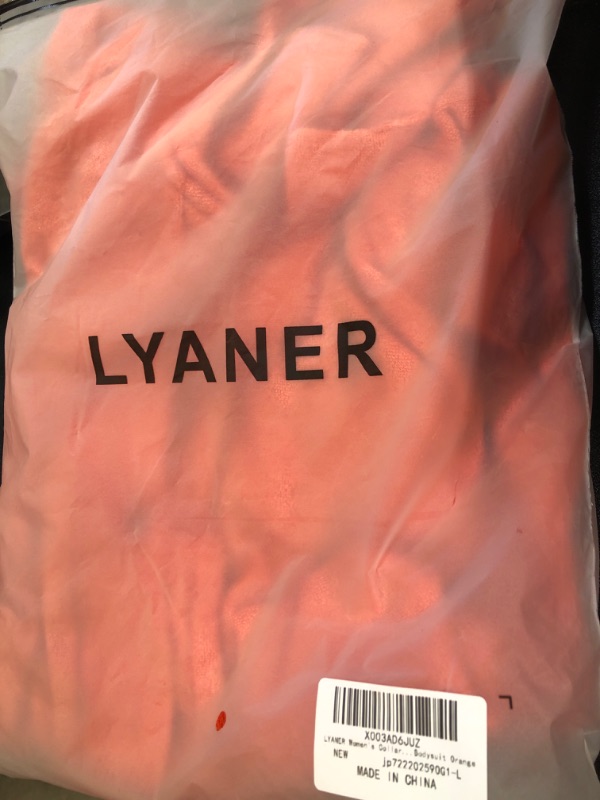 Photo 2 of LYANER Women's Collar Button Front Short Sleeve One Piece Romper Playsuit Bodysuit Large Orange