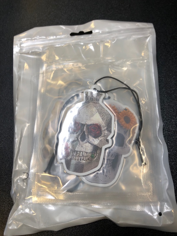 Photo 2 of 12PCS Car Air Freshener Hanging Ornaments Cute Gothic Skull Grim Reaper Rearview Mirror Pendant Aromatherapy Tablets Suitable For Car Bedroom Wardrobe Black