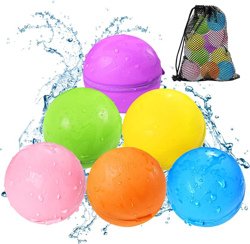 Photo 1 of SOPPYCID Reusable Water balloons, Summer Toy Water Toy for Boys and Girls, Pool Beach Toys for Kids ages 3-12, Outdoor Activities Water Toys Self Sealing Water Splash Ball for Fun (6Pack)
