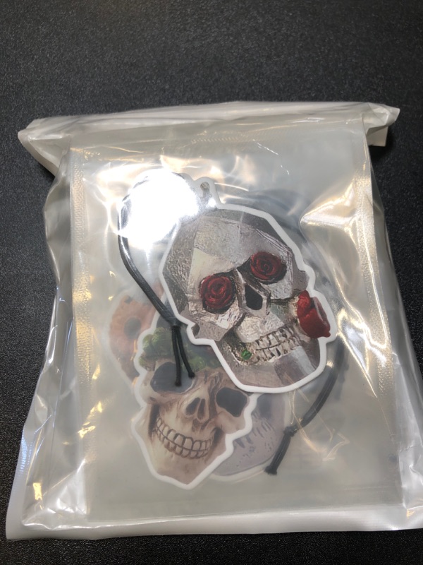 Photo 1 of 12PCS Car Air Freshener Hanging Ornaments Cute Gothic Skull Grim Reaper Rearview Mirror Pendant Aromatherapy Tablets Suitable For Car Bedroom Wardrobe Black