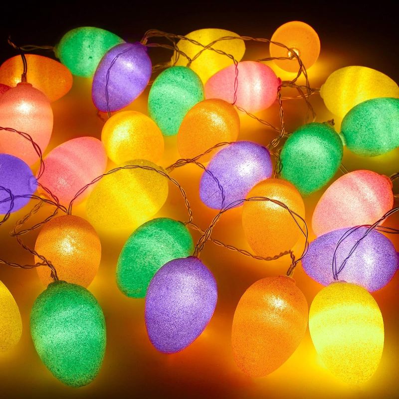 Photo 1 of ELCOHO 13.2 Feet 30 Lights Easter Eggs LED String Lights Bright Color Glitter Easter Egg Decoration for Easter Decoration Home Tree Banister Party
